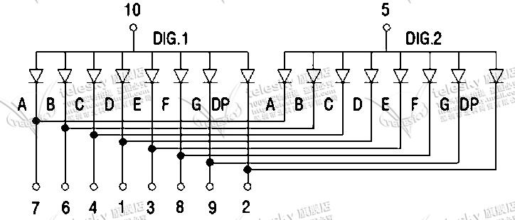 用单片机怎么控制二位共阳数码管?我这个两边都是一样的插图(2)
